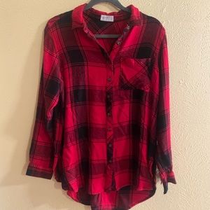 Maurices red and black womens flannel top